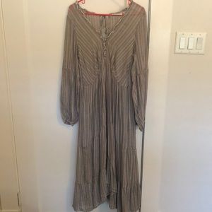 Black and cream flowy dress.